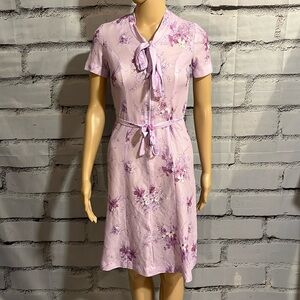 Vintage Marti Sheer 1960’s Purple Dress With Tie Next and Waist Size 6
